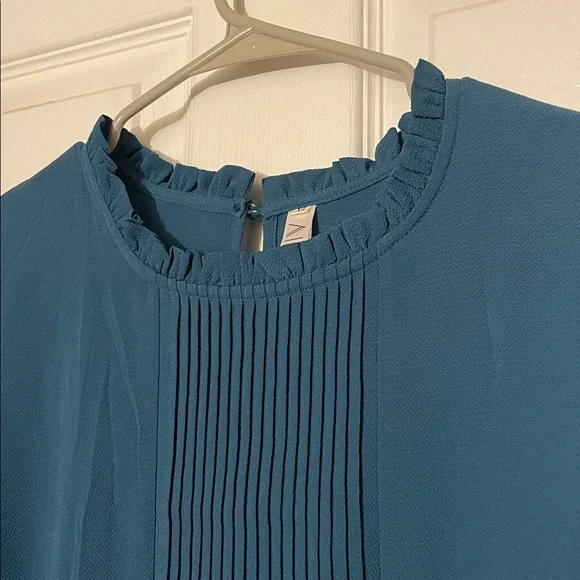 Teal Women's Top with Ruffle Details - Picture 3 of 4